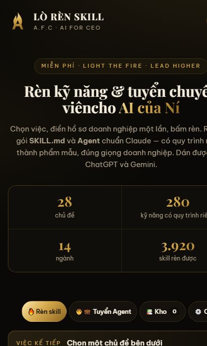 Ứng dụng Lò Rèn Skill A.F.C trên điện thoại